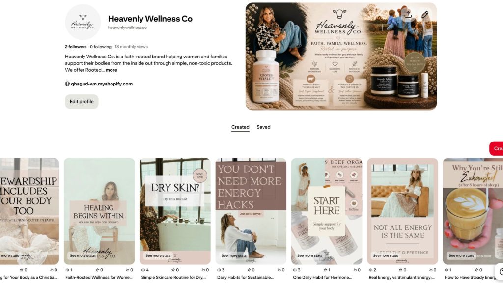 Home Pinterest profile portfolio